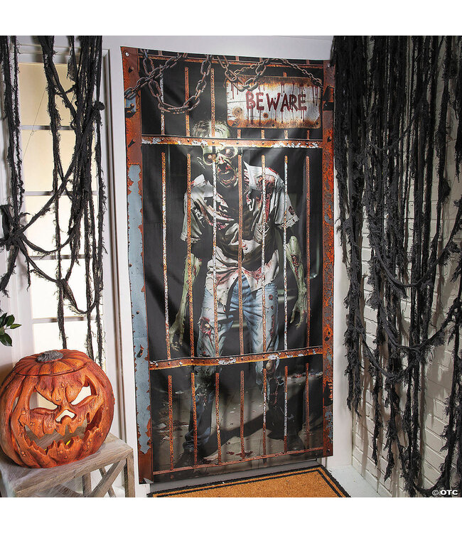 Morris 6.5 ft Zombie in a Locked Cage Door Curtain