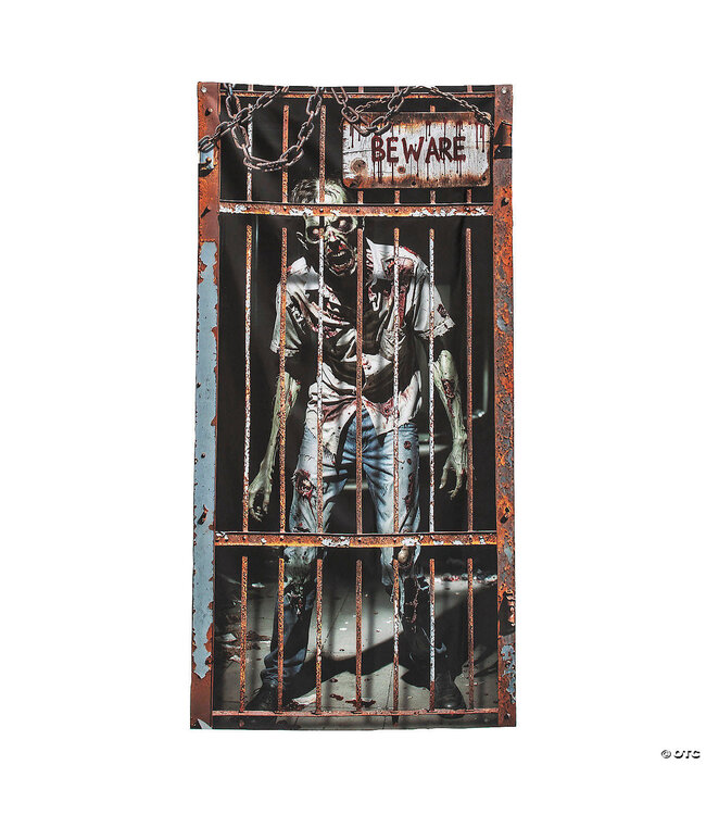 Morris 6.5 ft Zombie in a Locked Cage Door Curtain