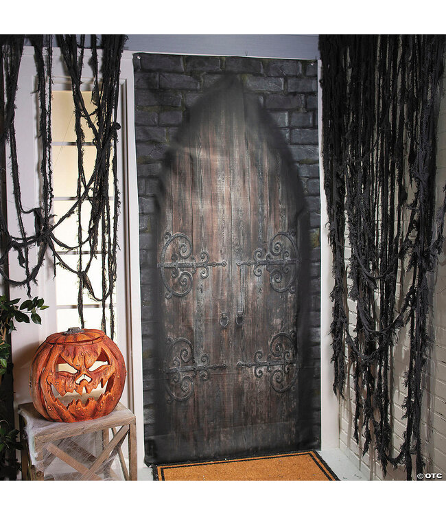 Morris 7.5 ft Scary Closed Wooden Castle Door Door Curtain