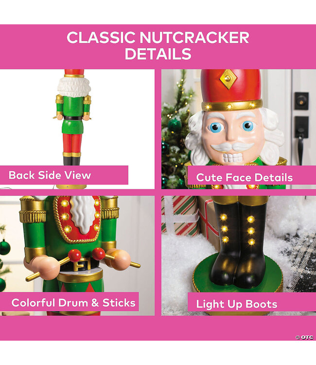Morris 4 Ft. Light-Up Nutcracker with Drumsticks Christmas Decoration