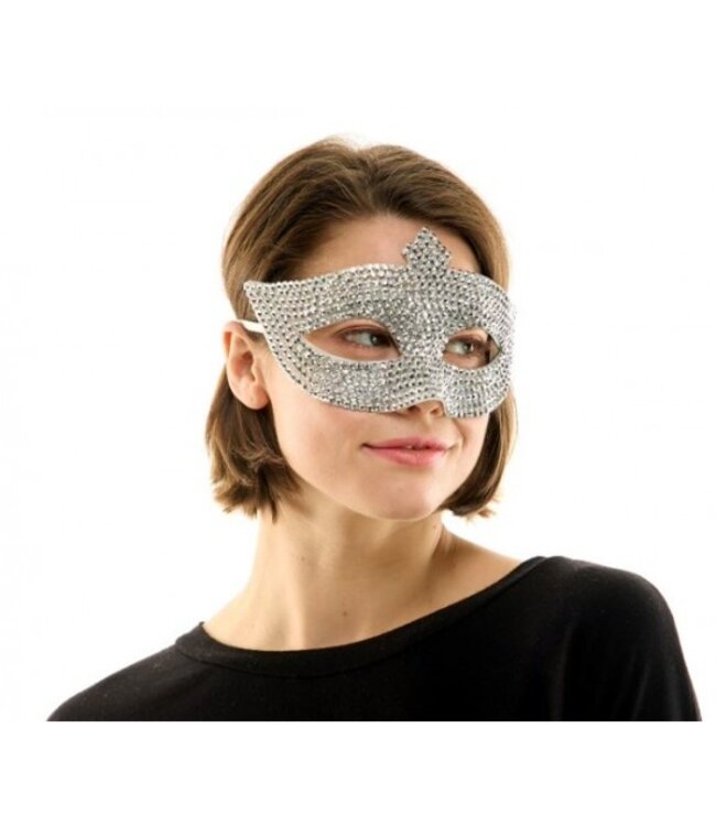 KBW GLOBAL CORP. RHINESTONE EYE MASK SILVER