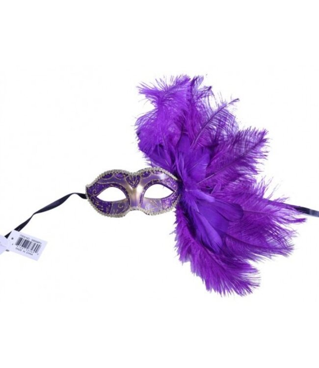 KBW GLOBAL CORP. EYE MASK WITH FEATHER PURPLE