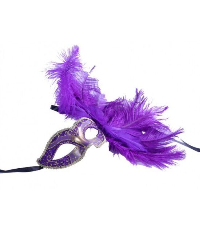 KBW GLOBAL CORP. EYE MASK WITH FEATHER PURPLE