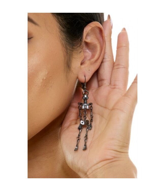 KBW GLOBAL CORP. BLACK SKELETON EARRINGS
