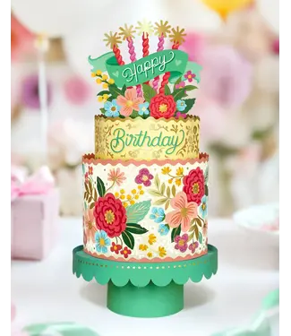 Fresh Cut Paper Blooming Pop Up Birthday Cake