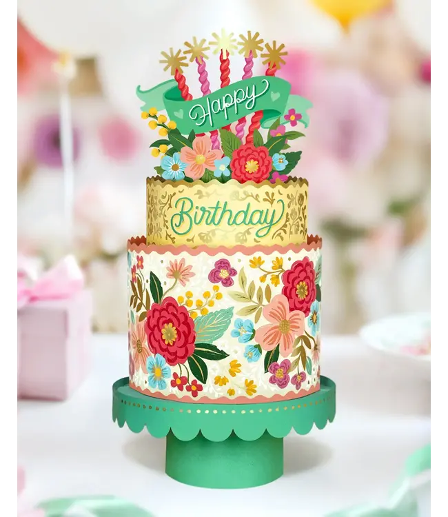 Fresh Cut Paper Blooming Pop Up Birthday Cake