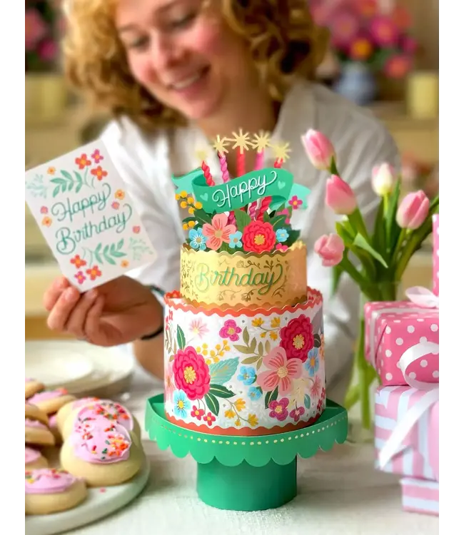 Fresh Cut Paper Blooming Pop Up Birthday Cake