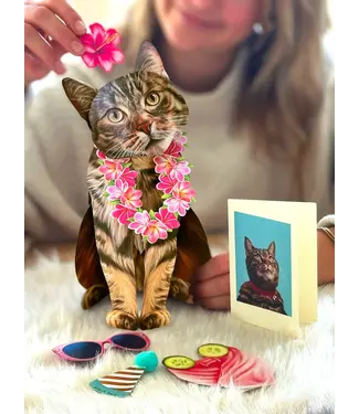 Fresh Cut Paper Brown Tabby Cat Pop-Up Card