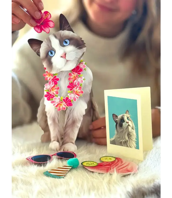 Fresh Cut Paper Ragdoll Cat Pop-Up Card