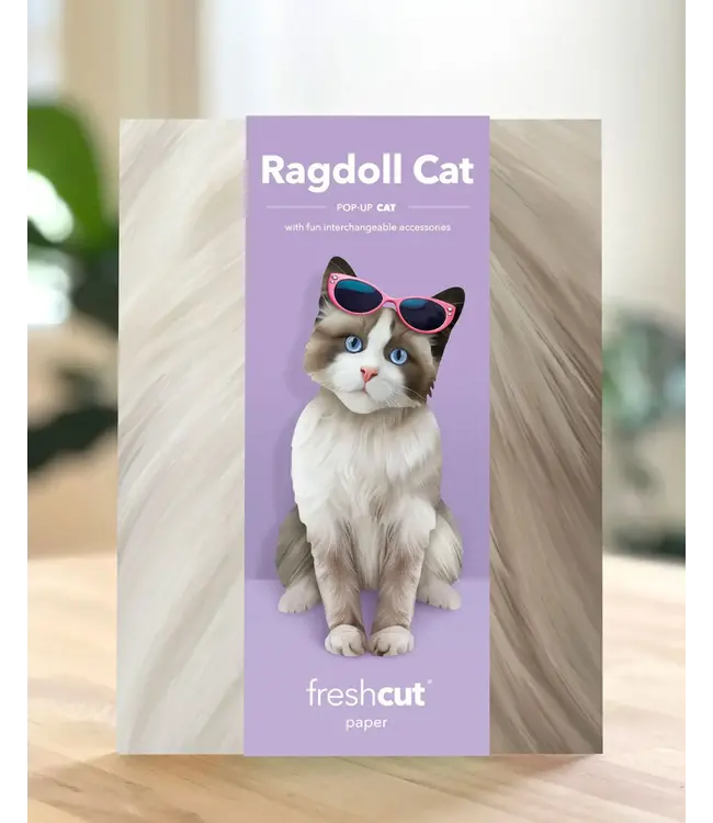 Fresh Cut Paper Ragdoll Cat Pop-Up Card