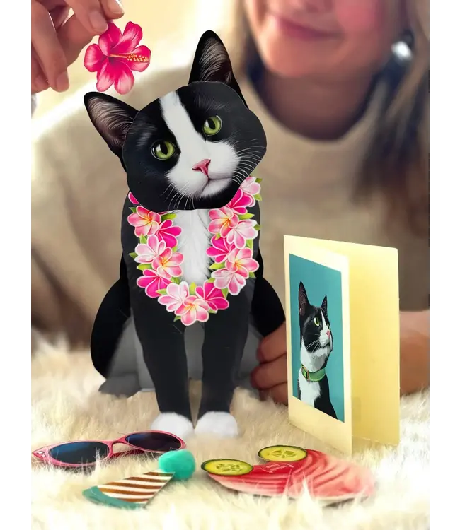 Fresh Cut Paper Tuxedo Cat Pop-Up Card