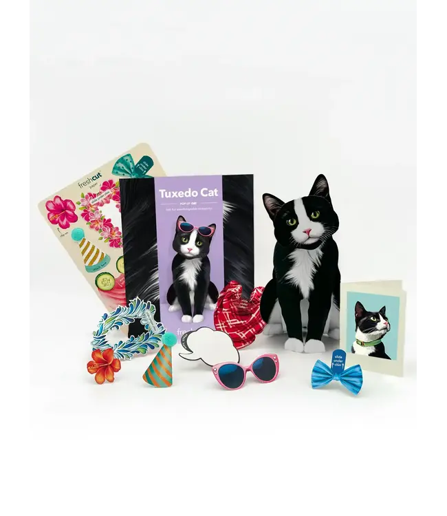 Fresh Cut Paper Tuxedo Cat Pop-Up Card