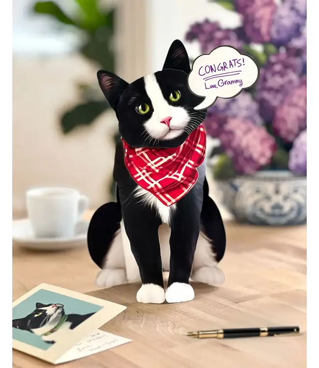 Fresh Cut Paper Tuxedo Cat Pop-Up Card