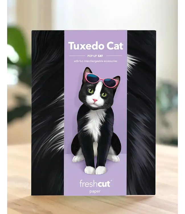 Fresh Cut Paper Tuxedo Cat Pop-Up Card