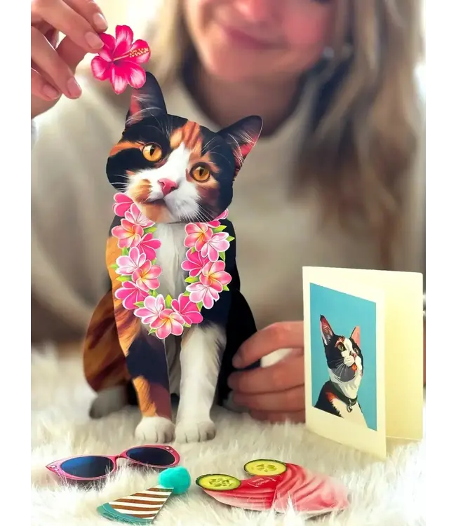 Fresh Cut Paper Calico Cat Pop-Up Card