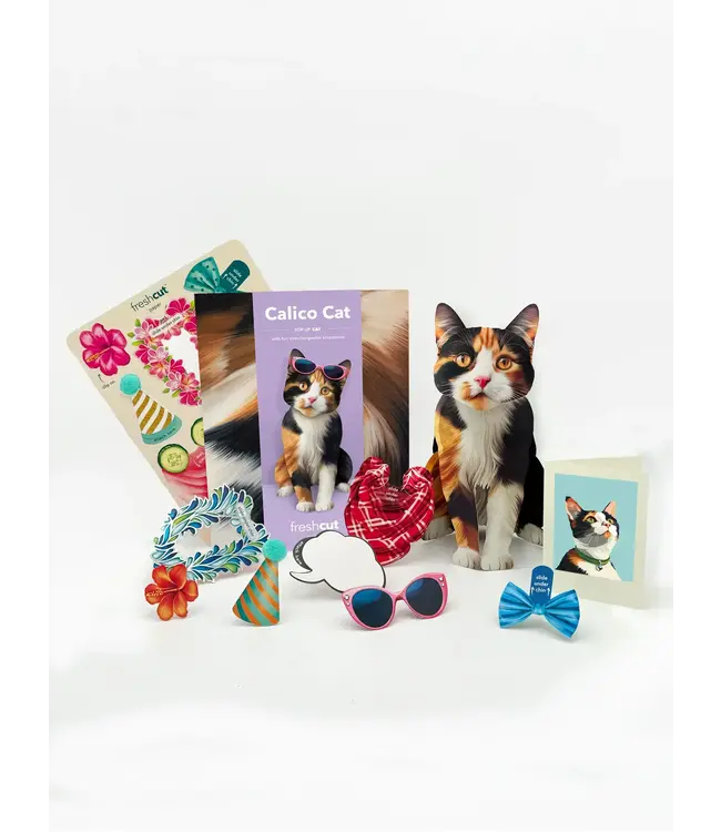 Fresh Cut Paper Calico Cat Pop-Up Card