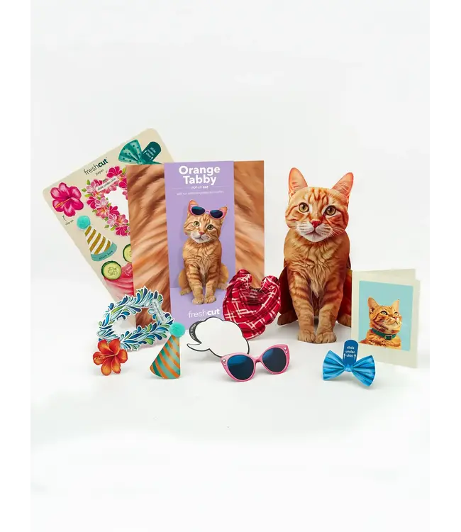 Fresh Cut Paper Orange Tabby Cat Pop-Up Card