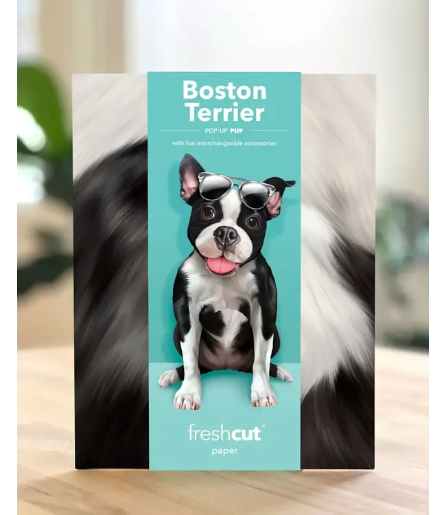 Fresh Cut Paper Boston Terrier Pop-Up Card