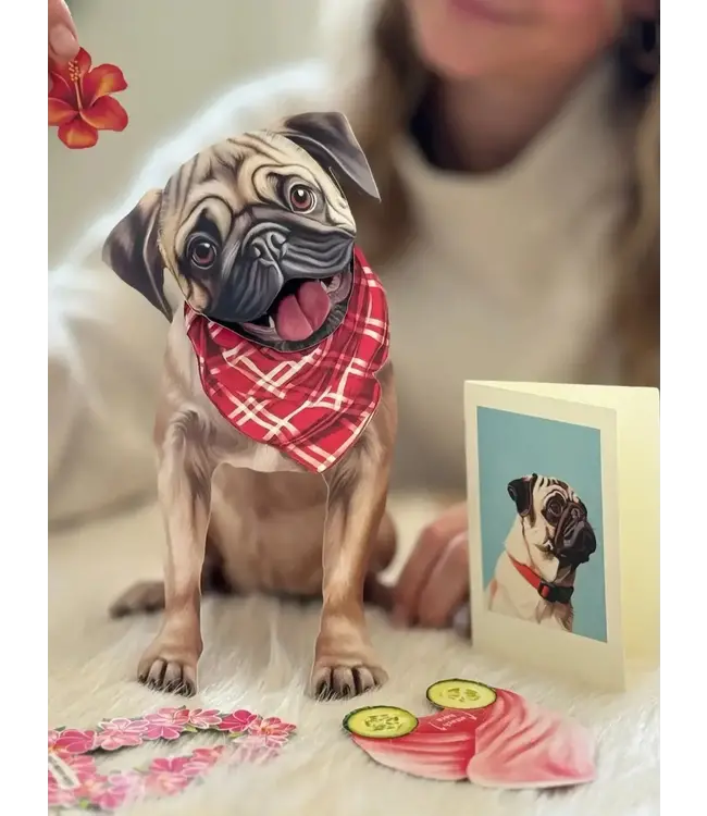 Fresh Cut Paper Pug Pop-Up Card