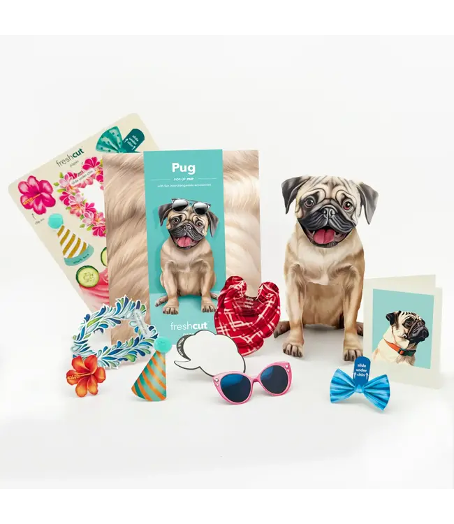 Fresh Cut Paper Pug Pop-Up Card