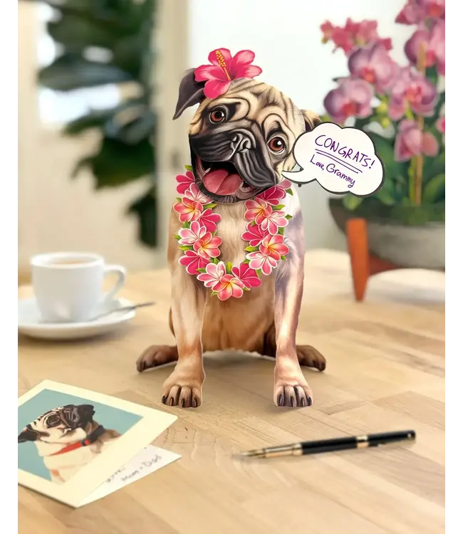 Fresh Cut Paper Pug Pop-Up Card