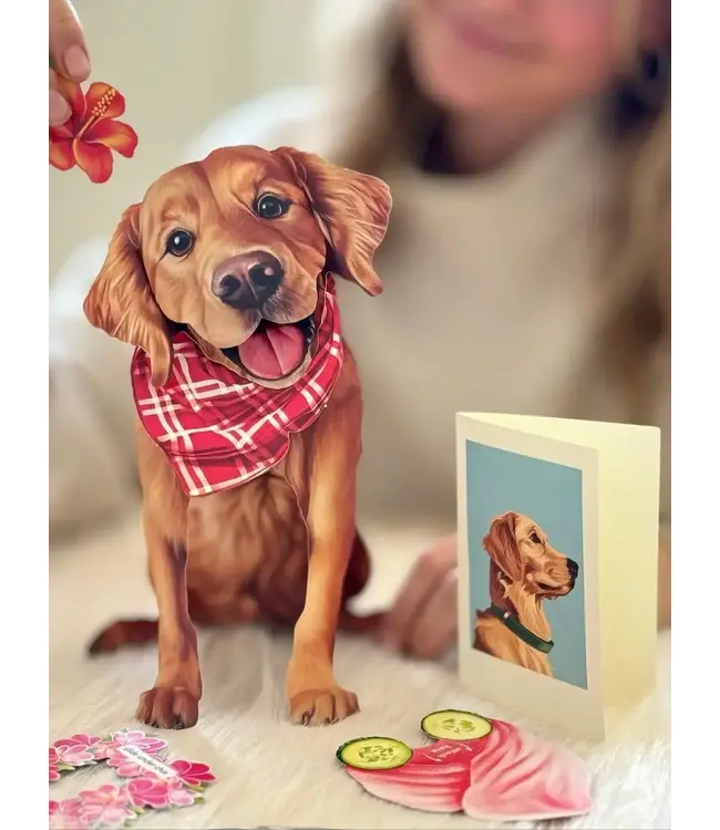 Fresh Cut Paper Golden Retriever Pop-Up Card