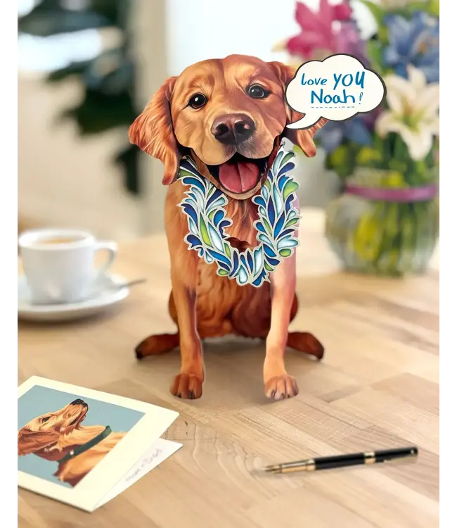 Fresh Cut Paper Golden Retriever Pop-Up Card