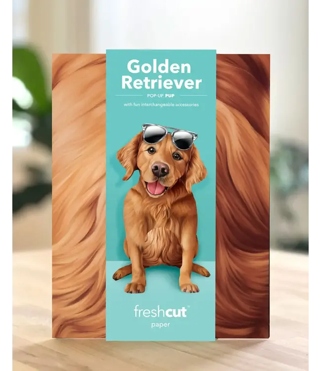 Fresh Cut Paper Golden Retriever Pop-Up Card