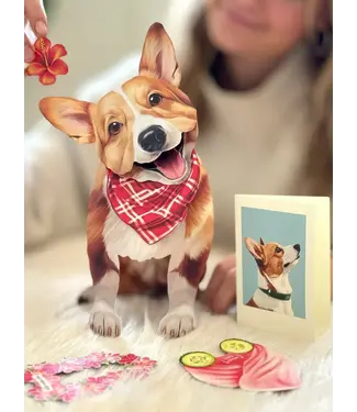 Fresh Cut Paper Corgi Pop-Up Card
