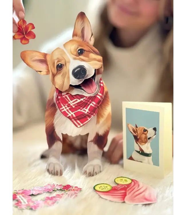 Fresh Cut Paper Corgi Pop-Up Card