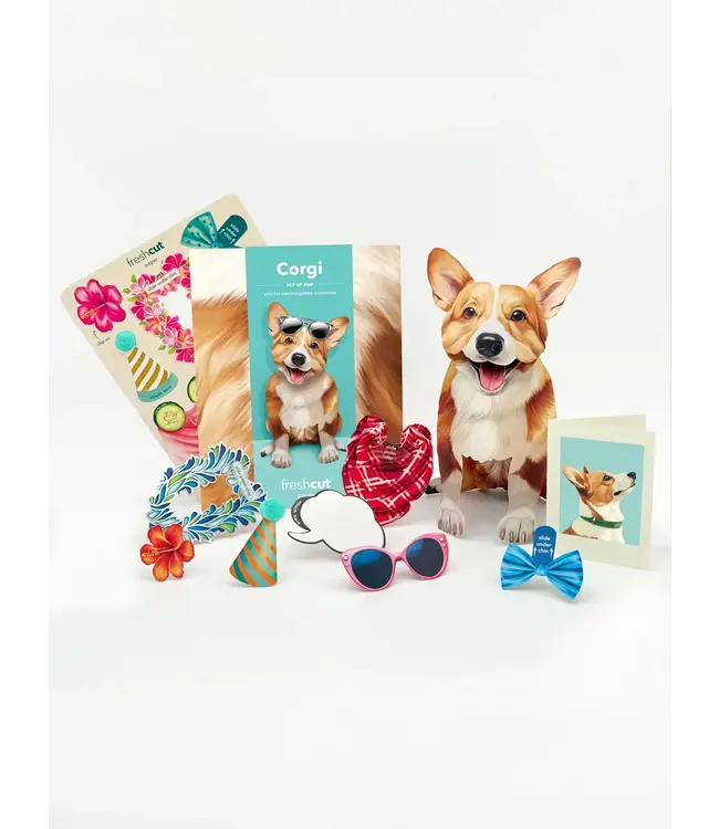 Fresh Cut Paper Corgi Pop-Up Card