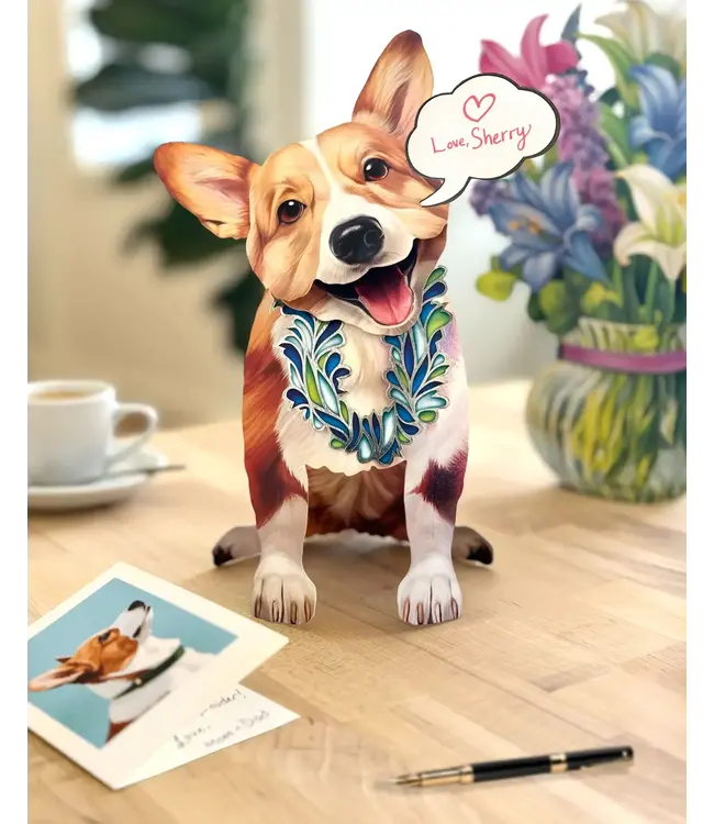 Fresh Cut Paper Corgi Pop-Up Card