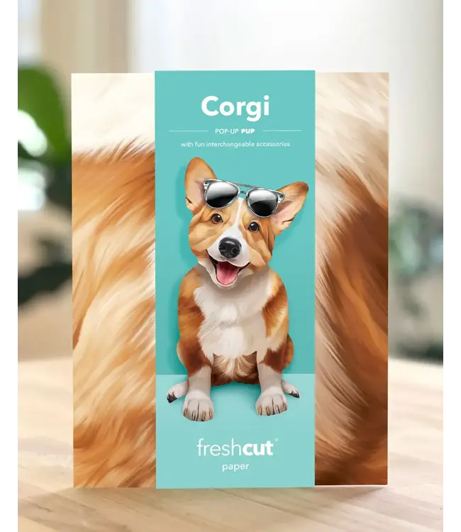 Fresh Cut Paper Corgi Pop-Up Card