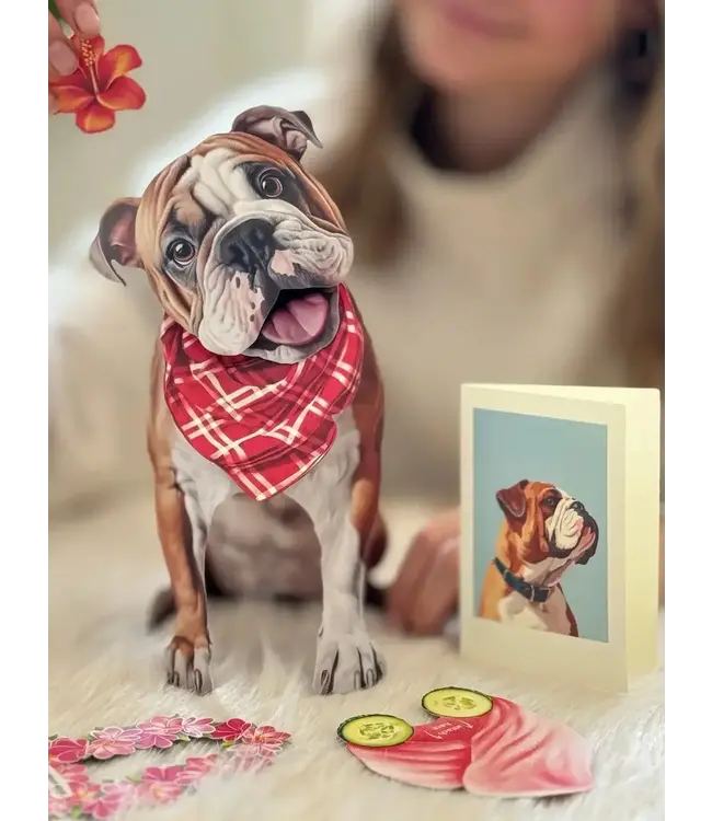 Fresh Cut Paper English Bulldog Pop-Up Card
