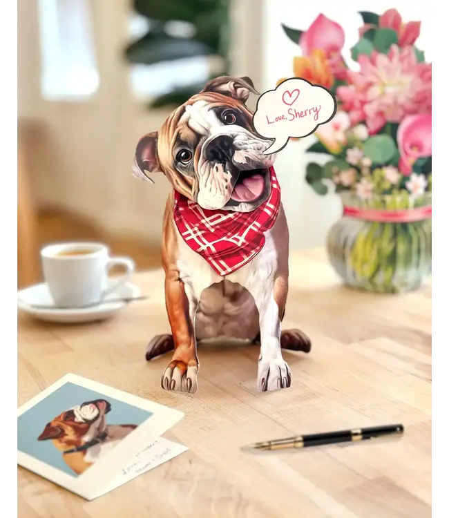 Fresh Cut Paper English Bulldog Pop-Up Card