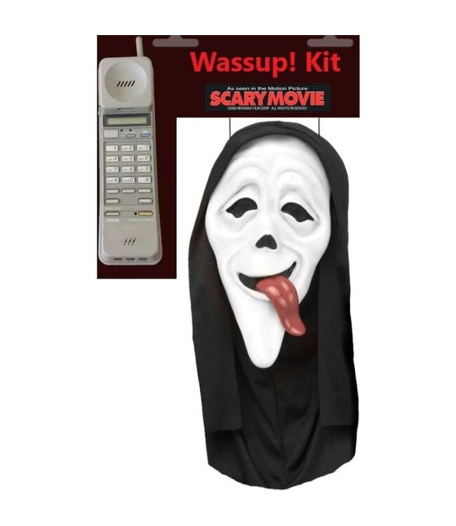 Fun World Adult Ghost Face Wassup! Mask & Phone Costume Kit