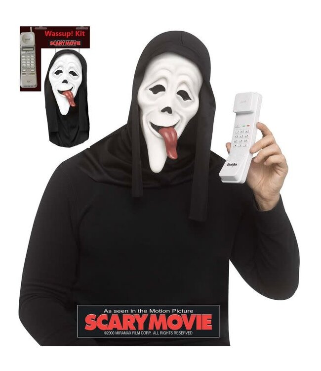 Fun World Adult Ghost Face Wassup! Mask & Phone Costume Kit