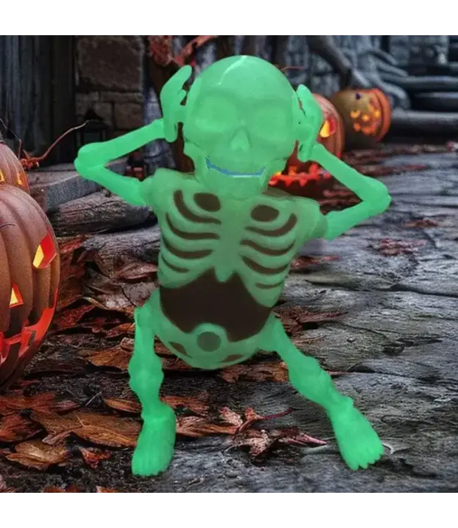 PARTY ON Skellyvibes Glow-in-The-Dark Dancing Skeleton - Lights Up & Laughs!