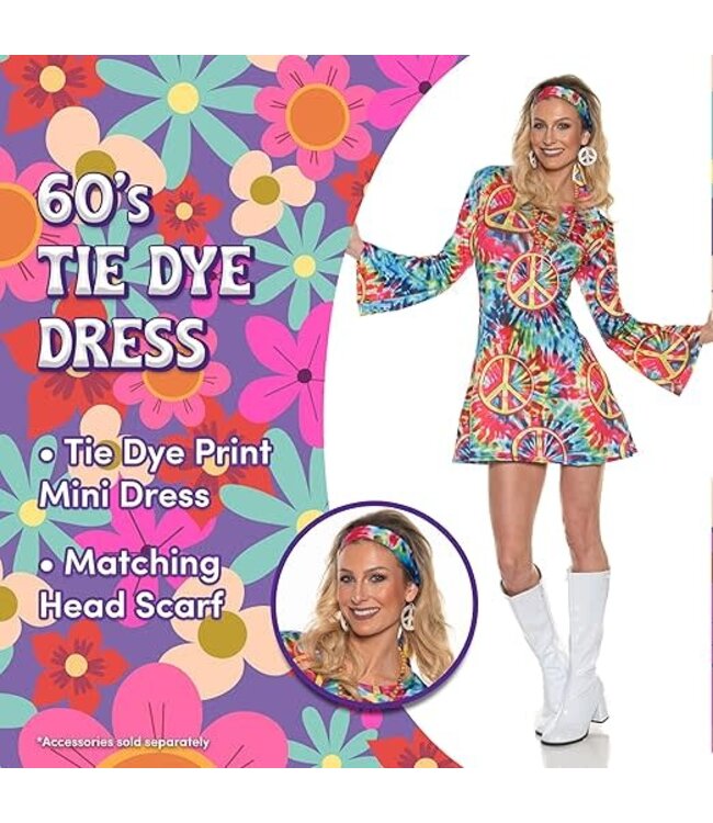 UNDERWRAPS 60's Tie Dye Dress