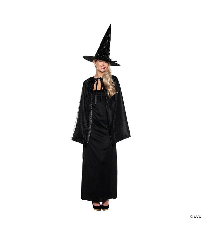 UNDERWRAPS Witch Cape and Hat Adult Costume Set | Black
