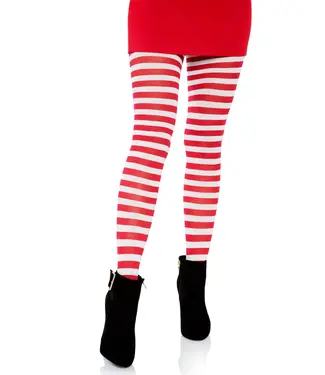 LEG AVENUE STRIPED TIGHTS WHITE/RED