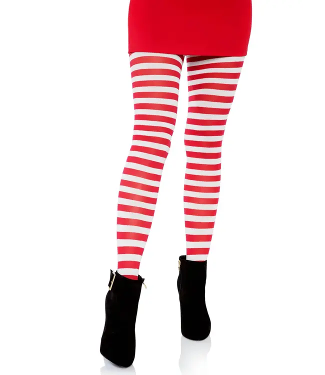 LEG AVENUE STRIPED TIGHTS WHITE/RED