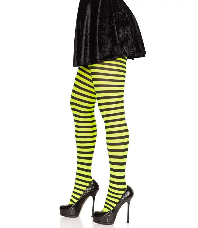 LEG AVENUE STRIPED TIGHTS LIME/BLACK
