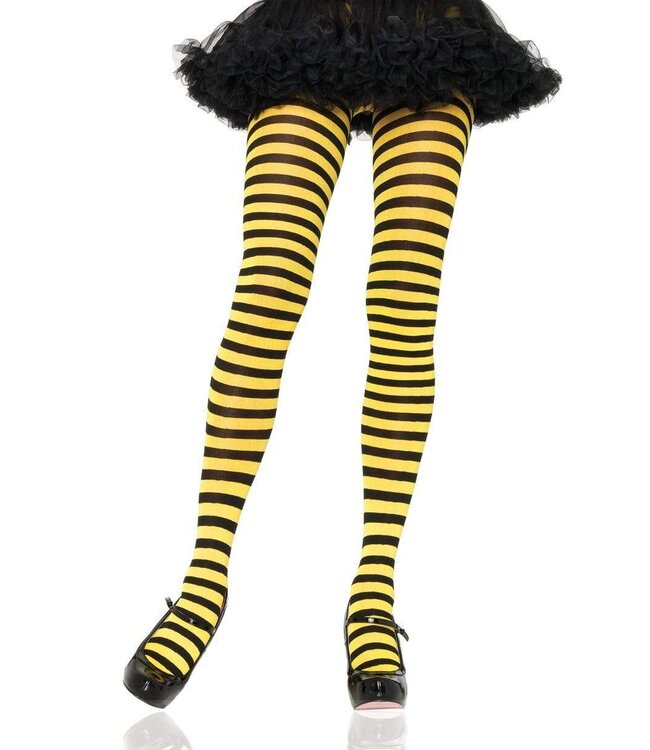 LEG AVENUE STRIPED TIGHTS BLACK/YELLOW