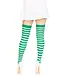 LEG AVENUE White & Kelly Green Striped Thigh Highs