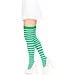 LEG AVENUE White & Kelly Green Striped Thigh Highs