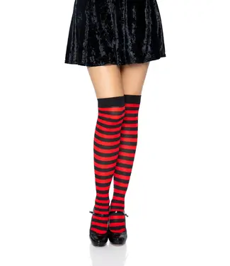 LEG AVENUE Black & Red Striped Thigh Highs