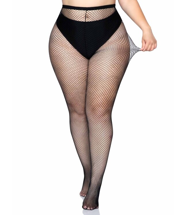LEG AVENUE Risa Nylon Fishnet Tights BLACK