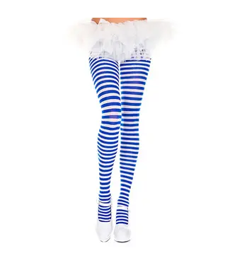 LEG AVENUE STRIPED TIGHTS BLUE/WHITE ONE SIZE