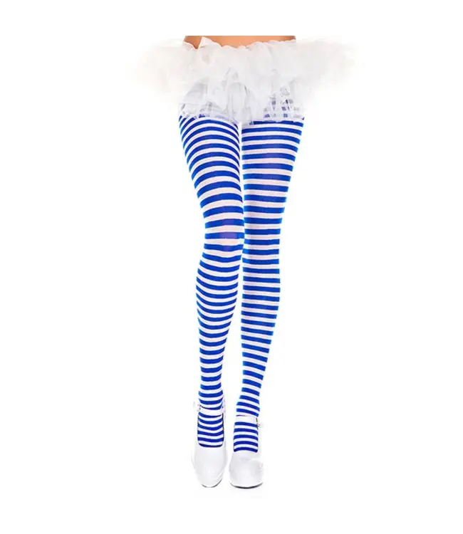 LEG AVENUE STRIPED TIGHTS BLUE/WHITE ONE SIZE